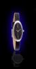 Jewel 2 Oval Watch, Black Dial With Leather Strap